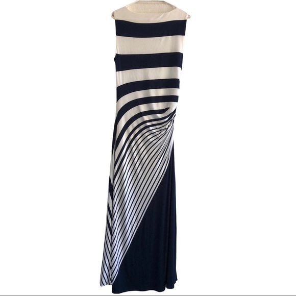 Soft Surroundings Here to Infinity Navy White striped Maxi Dress Sz M - Picture 6 of 10